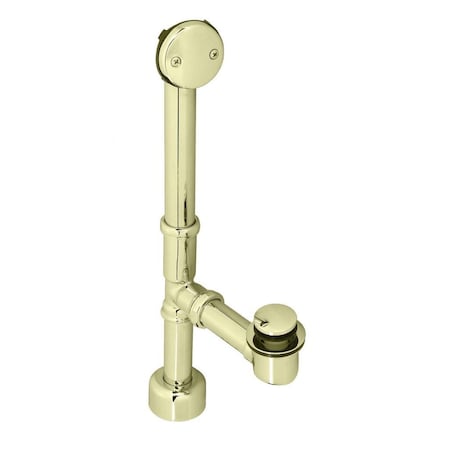 Westbrass All Exposed Tip Toe Bath Waste, 14" Make-Up, 17 Ga. Tubing in Polished Brass D3251K-01